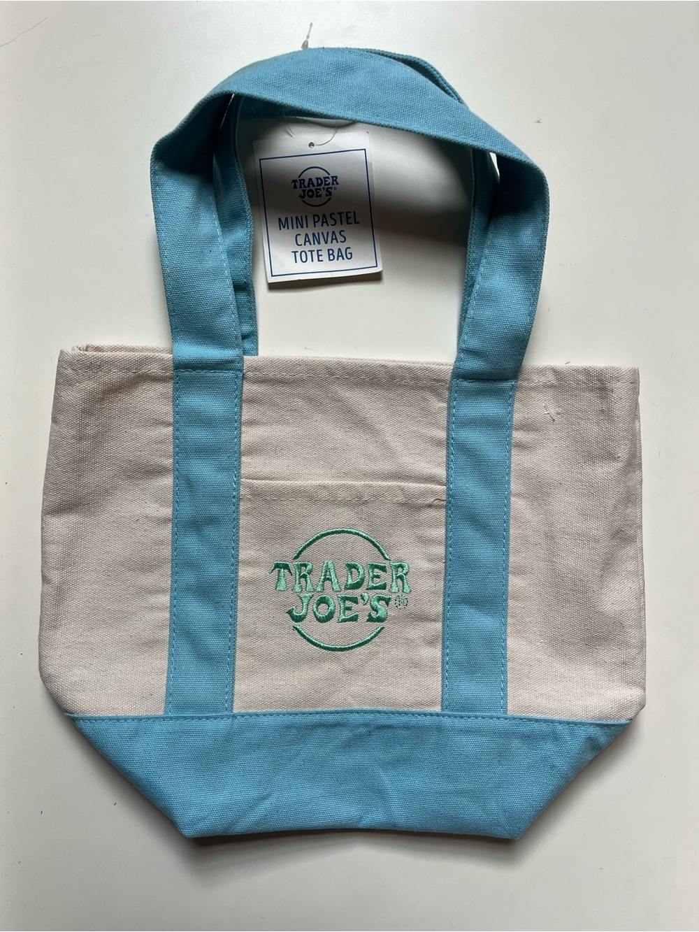 Trader Joes Mini Tote Pastel Blue
